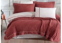 Постельное белье Washed Cotton Saheser - Helen Burgundy с покрывалом пике (Турция), евро